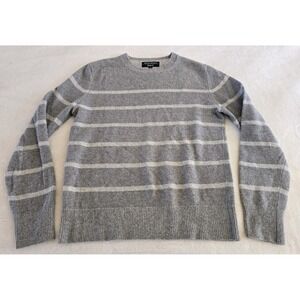 Banana Republic Mens Merino Wool Sweater Size Meduim Gray Classic Gray Stripes